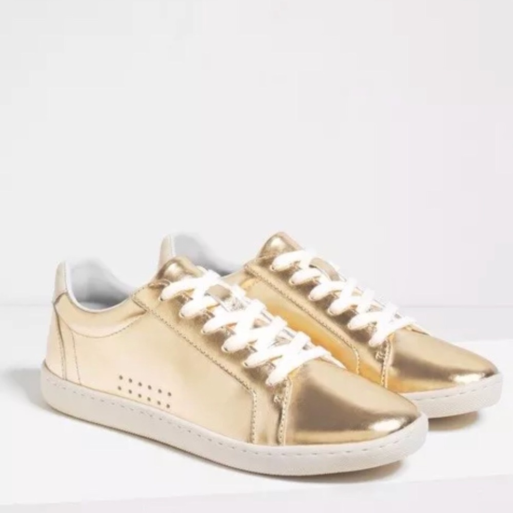 Zara Gold Leather Sneakers